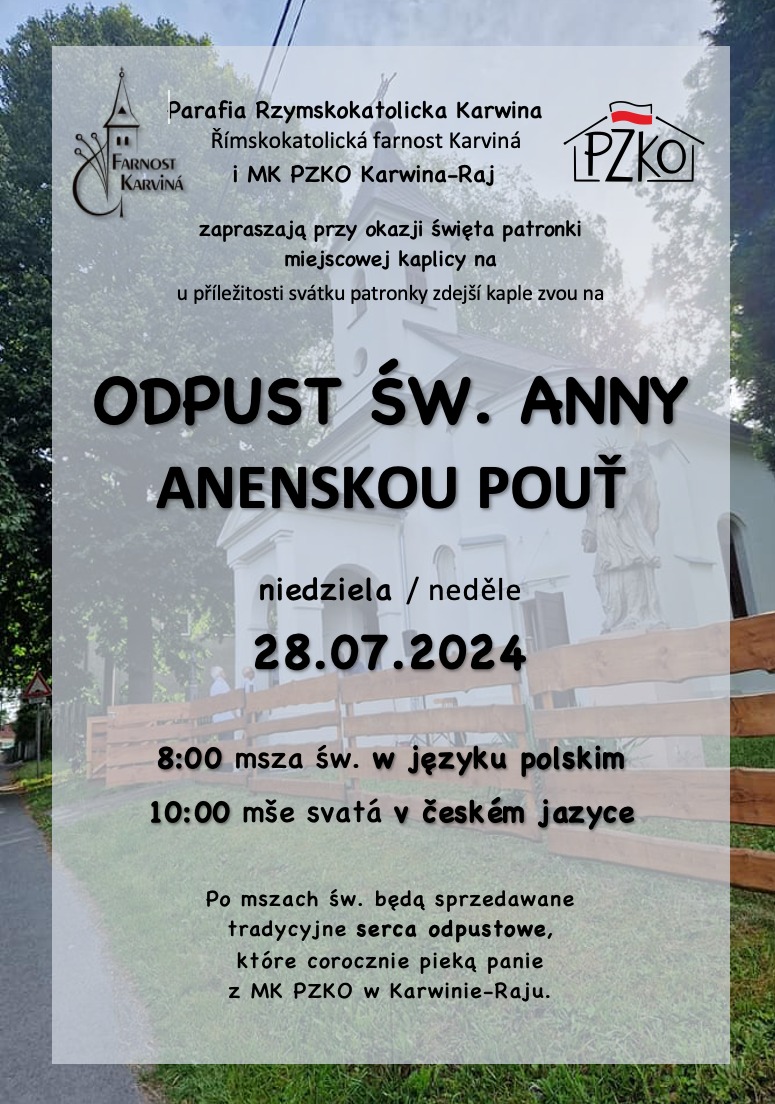 Zapraszamy w niedzielę 28.7.2024