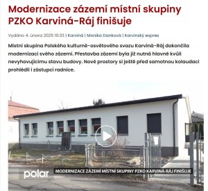 Miasto Karwina wspiera działalność MK PZKO w Karwinie-Raju